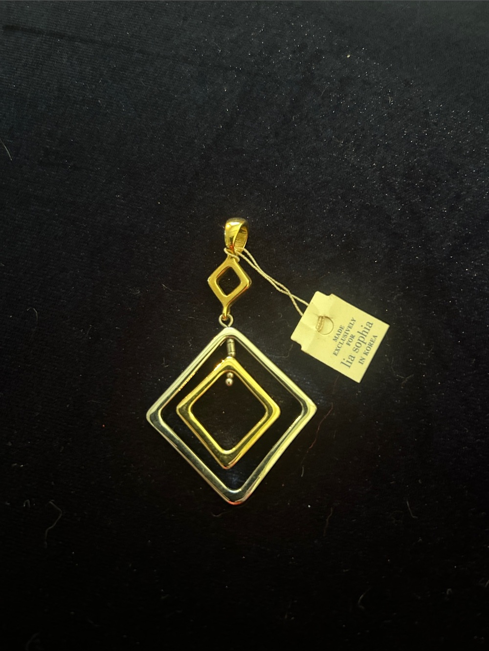 Lia Sophia Gold-Tone Geometric Double Diamond Pendant